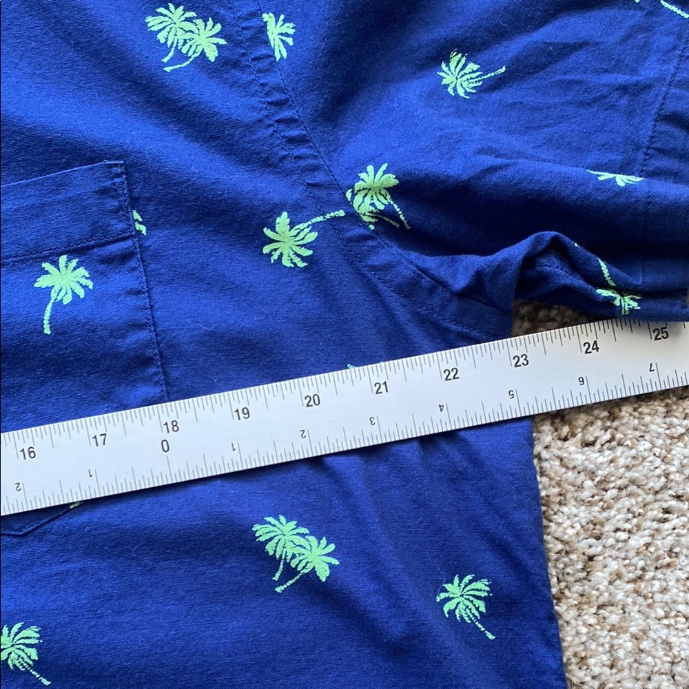 Old Navy The Oxford Shirt Blue with Palm Trees Men’s Large - Picture 5 of 8